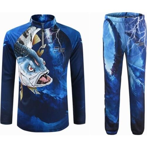 2021 New Fishing Clothing Set Hooded Men Spring Summer Fishing Shirts M-4XL Breathable Outdoor Sport Clothes and Pants