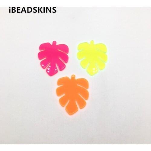 New arrival! 50x40mm 50pcs acrylic Neon effect leaf-shape charms for stud earrings/earrings accessories/Earring parts DIY