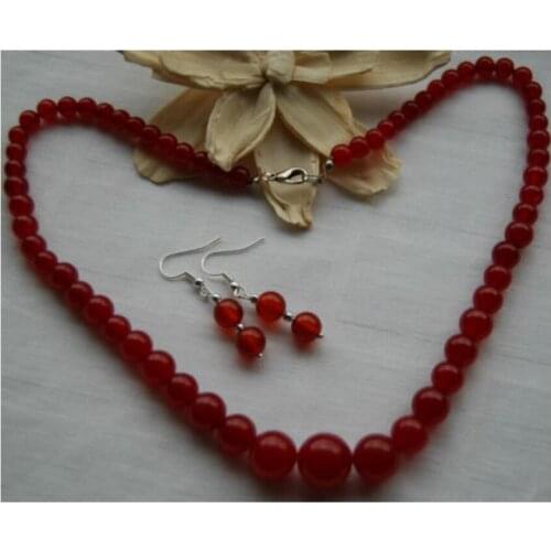 New hot Handmade red ruby natural gem stone jewellery set necklace and earrings