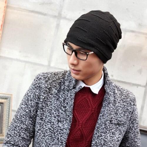 Autumn winter men 's Europe the United States trend knitted hat warm winter ear protection head cap Skullies & Beanies