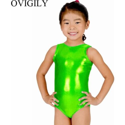 OVIGILY Girls Silver Ballet Dance Leotards Children Lycra Red Tank Dancewear Kids Shiny Metallic Gymnastics Suits for Boys
