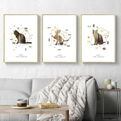 Creative Silhouette Cat Back Canvas Painting Posters and Prints Wall Art Pictures for Baby Children Bedroom Decor No Frame