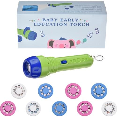 2021 Hot Sale Kids Flashlight Storybook Torch HD Animation Cartoon Early Educational Toy Handed Projector Learning Machine Toy