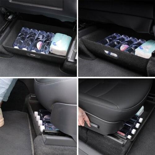 Anti-skid Under Seat Organizer Drawer Box Black Flocking Car Interior Storage Box for Model Y Interior Accessories