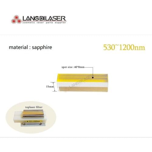 Size : 40*8*15 , wavelength : 530nm~1200nm , window size : 40*8 , for BeiJing Toplaser handpiece , sapphire filter