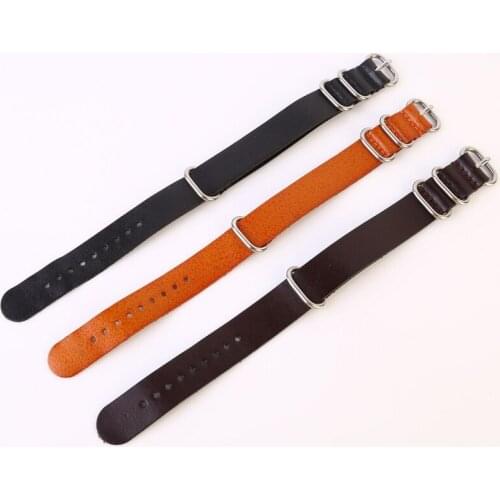 Fashion Leather Watch Band Strap Round Stainless Steel Ring Pin Buckled Wristband Wristwatch Bands Replacement Watchband