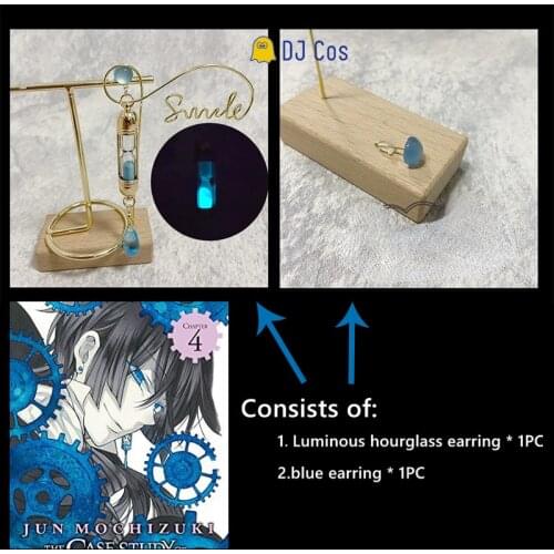 Vanitas Cosplay Props Earrings The Case Study of Vanitas no Karte Hourglass Luminous Earrings Ear Clip Jewelry Gifts Accessories