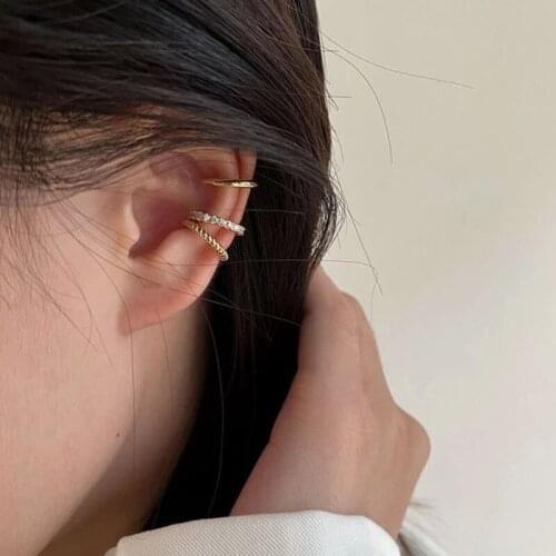 Simple Delicate Micro Pave Zircon Cute Smooth Spiral Clip Earrings Female Ear No Piercings Fake Cartilage Boucle d’Oreille