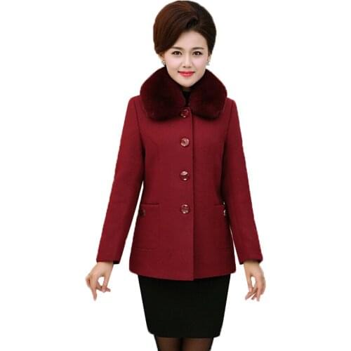 2020 New fashion Winter Woolen Coat Large Size Middle-aged Ladies Autumn Winter Single-breasted casual Short Woolen Outwear R308