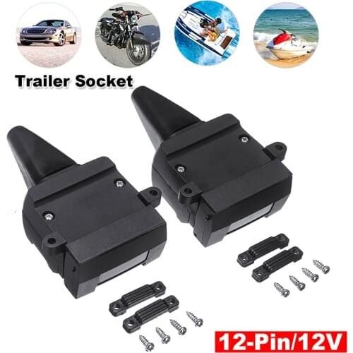 2pcs 12 Pin Flat Trailer Socket Plug 12V Female & Male Connector for Boat Caravan Camper Trailer Connector Adapter Socket Plug