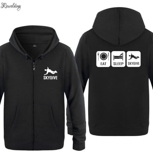 Eat Sleep SkyDive Skydiving Parachute Hoodie Sweatshirts Men Fashion Mens Zipper Jackets Hooded Fleece Hoodies Cardigans
