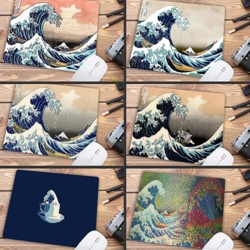 XGZ Japan Great Wave Unique Desktop Pad Game Mousepad Durable Rubber Gaming Keyboard Mouse Mat Pad Desk Mat 22X18CM Promotion