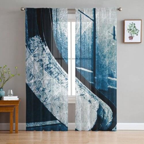 Ice Hockey Vintage Window Curtains Bedroom Modern Drape Sheer Tulle Valances Living Room Kitchen Voile Curtain