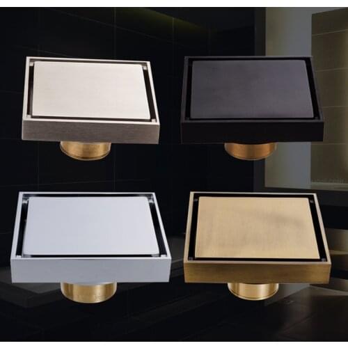 High Quality Bathroom Square Floor Drains Solid Stainless Steel Shower Floor Drains Tile Insert Invisible Drain Channel