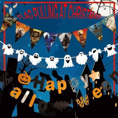 WAYLIKE Decorations for Halloween Props Flag Festival Dressing Bar Kindergarten Classroom Scene Decoration Pendant