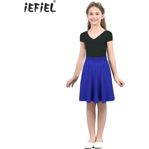 IEFiEL Fashion Toddler Girls Solid Color Tutu Girls Skirt Lightweight Stretchy Knee Length A-Line Casual Party Kids Skater Skirt