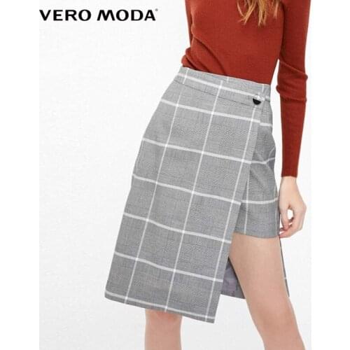 Vero Moda Spring Plaid Asymmetrical Hem Skirt| 319116511