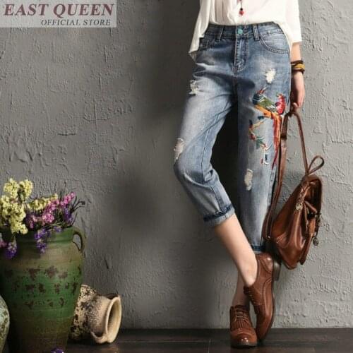 Womens jeans with side pocket denim pants femme 2019 mom jeans ripped fashion broken hole denim boyfriend mom jeans AA3541 A