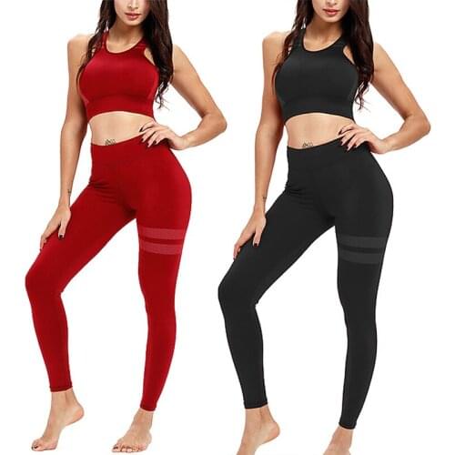 Women Tops with Pants Yoga Suit Sleeveless Vest High Waist Breathable Slim Fit Clothing Set MC889