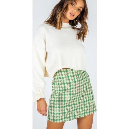 Women Skirts Spring women plaid mini skirts with zipper 2021 Causal girls outwear bottom stright skirts