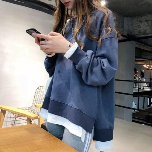 U-SWEAR Spring and Autumn Women 2020 New Loose Hoodies Round Neck Pullover Solid Color Tops