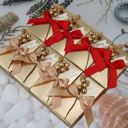 1Pcs Bow Gift Box Valentines Day Wedding Candy Bags Birthday Party Gift Box Packaging Simple Golden Cosmetic Packaging Box