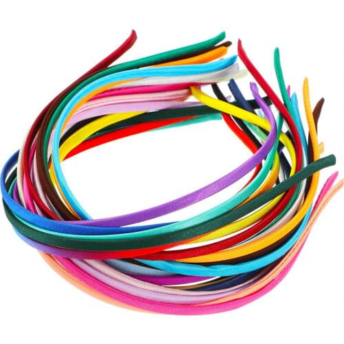 10pcs 5mm Satin Fabric Covered Ribbon Stainless Steel Width Headbands For Kid Girls Candy Color Hairband Hair Accessories