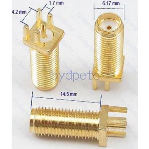 10pcs/lot PCB Edge 1.7mm 4.2mm 14.5mm SMA jack female pin panel socket Mount Solder RF Adapter Long New