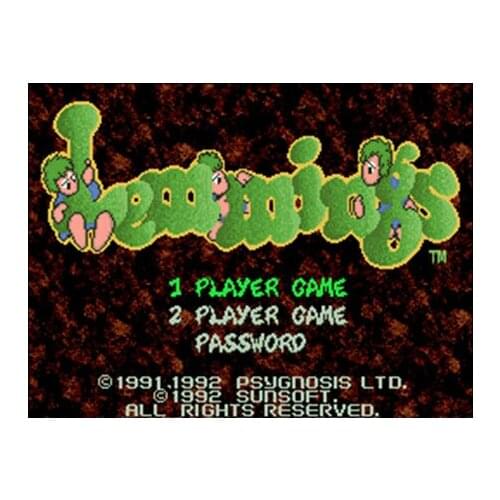 Lemmings USA Version 16 bit Big Gray Game Card For NTSC Game Player