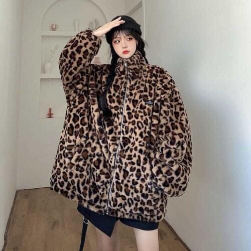 2021 spring Vintage Leopard Jacket Plus Size Casual Leopard Female Coat Winter Tops For Woman Clothes Elegant Wool Outwear
