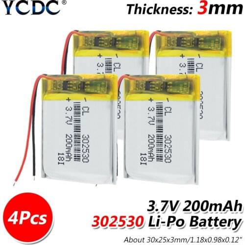 302530 Cell 3.7V 200mAh Li-ion Battery Lithium Polymer Li-Po li ion Battery Lipo cells For MP3 MP4 DVD GPS Watch Electric Toy