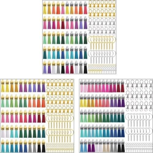 350 Pcs/Set Key Chain Rings DIY Crafts Jewelry Earrings Making Accessories Keychain Tassel Pendants