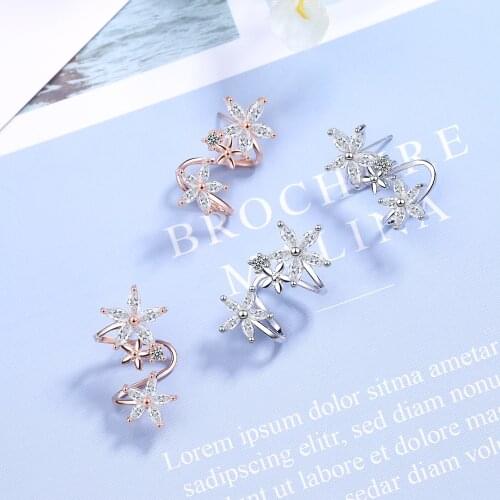 LEKANI 925 Sterling Silver Butterfly Star Flower CZ Zirconia Stud Earring Brinco de Prata oorbellen boucle d'oreille Gift S-E329