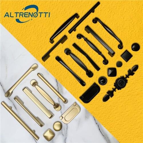 Aluminum Drawer Cabinet Furniture Handle Black Gold American Nordic Wardrobe Kitchen Cupboard Dresser Door Pull Handle Knob