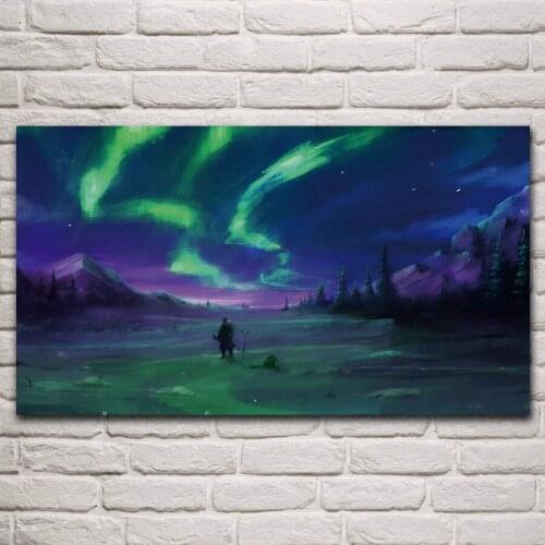 Aurora borealis northern lights polar nightscape sky artwork living room decoration home wall art decor fabric posters KM148