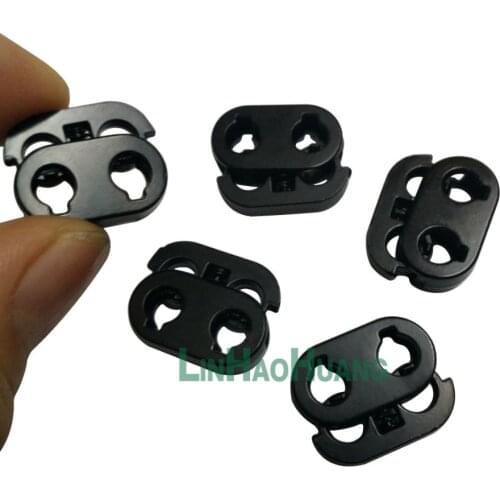 50pcs/lot Partial metal alloy Cord Lock Toggle Stopper lock Bean Matte black Toggle Clip 4.5mm hole free shipping STOPPER-17MM