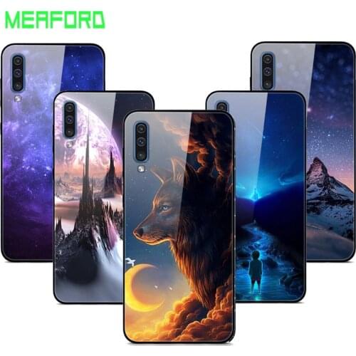 For Samsung A50 Case A51 Tempered Glass Planet Space Cover Glass Back Case for Samsung Galaxy A50S A51 A50 A 50 Fundas Coque