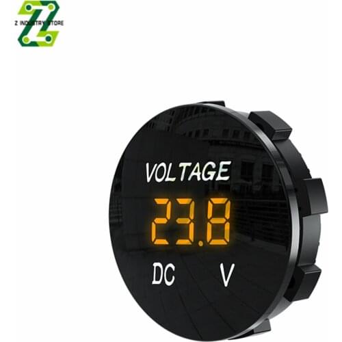 3 Bits Digital Voltmeter Round Waterproof LED Panel Mini Digital Volt Voltage Meter Tester Monitor Display Voltmeter DC 5-48V