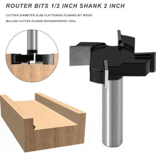 Woodworking Tool - Router Bits 1/2 inch Shank 2 inch Cutting Diameter Slab Flattening Planing Bit Wood Milling Cutter Planer