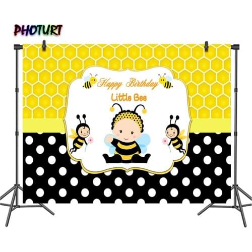 PHOTURT Sweet As Can Bee Backdrop Kids Birthday Baby Shower Background Honey Polyester Vinyl Photo Photography Studios Props