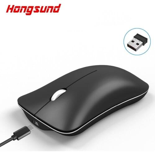 Hongsund Wireless Rechargeable Mouse Ergonomic800/1200/1600DPI Aluminum Alloy Silent Platypus Mice Fashion Ultra-thin Appearance