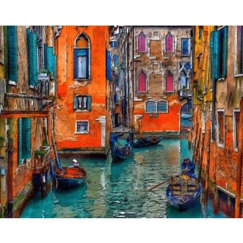 Busy Water City Landscape 50x65CM Digital Painting By Numbers Modern Wall Art Canvas Painting Unique Gift Home Decor 40x50cm