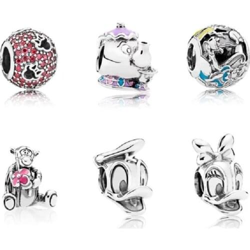 Memnon Jewelry 925 Sterling Silver Piercing Heart Hollow Crystal Charms Fit Eurpean Bracelets Banlges DIY Jewellery For Women