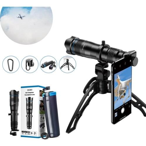 APEXEL HD 36X Metal Telescope lens monocular Telephoto mobile lens+ selfie tripod for Samsung Huawei all Smartphones