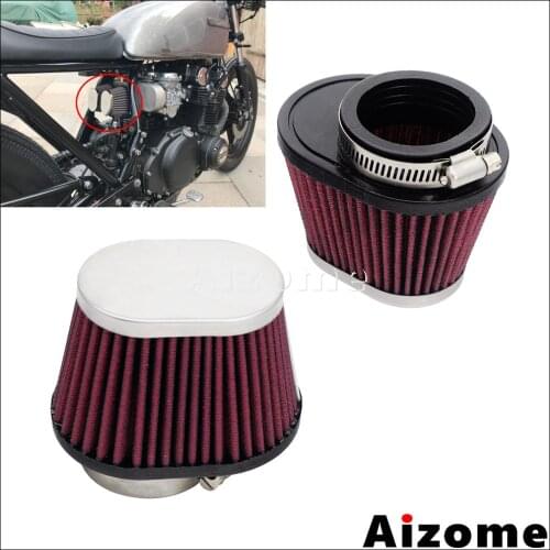 Motorcycle 48mm 52mm Chrome Cap Oval Pod Air Filter For Honda Yamaha Suzuki Kawasaki CB CG SR XJ XS GT GS KZ Cafe Racer Custom