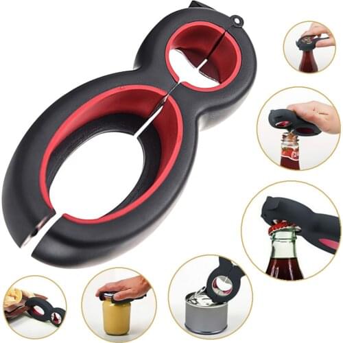 Multi 6 in1 Off Gadget Lid Manual Cap Opener Twist Can Bottle Jar Kitchen Tool