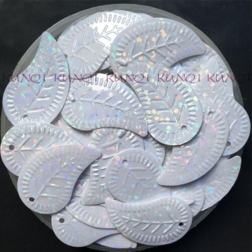 New 15*25mm Laser White Leaves Loose Sequins Paillettes Sewing,Wedding crafts, Women Kids DIY Garment Accessory