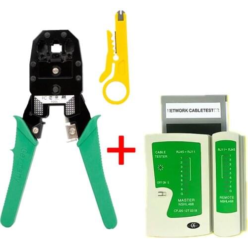 Crimping Tool Wire stripper + Network Cable Tester RJ45 RJ11Cat5 Cat6 LAN Cable Tester Networking Wire Telephone Line Detector