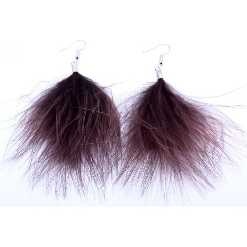 OlingArt 6pcs/lot 80MM Dark brown colors Natural fluffy feathers tassels necklace Earrings tassels DIY Jewelry Making