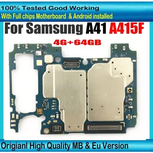 Unlocked Mainboard For Samsung Galaxy A41 A415F A415FN Motherboard 64GB + 6G RAM Logic Board With Android OS System Eu Version